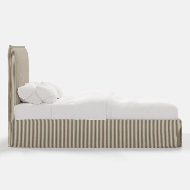 Transitional Stoffer Home x Cloth & Company Maura Slipcover Bed in Jane Stripe Burlap - California King For Sale - Image 3 of 5