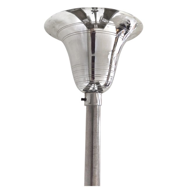 Chrome Mid 20th Century French Modernist Art Deco Billiard Chandelier Highly Polished Nickel & GlassRods For Sale - Image 8 of 18