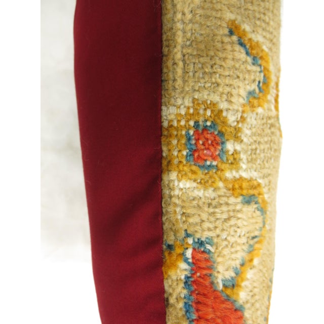 Contemporary Coral Tan Early 20th Century Wool Antique Oushak Rug Pillow For Sale - Image 3 of 5