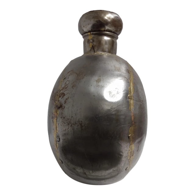 1910s Damigiana Brass and Metal Bottle For Sale