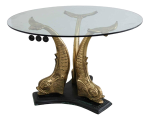 Hollywood Regency Italian Sculpturall Dining Table in Brass Koi, 1970s