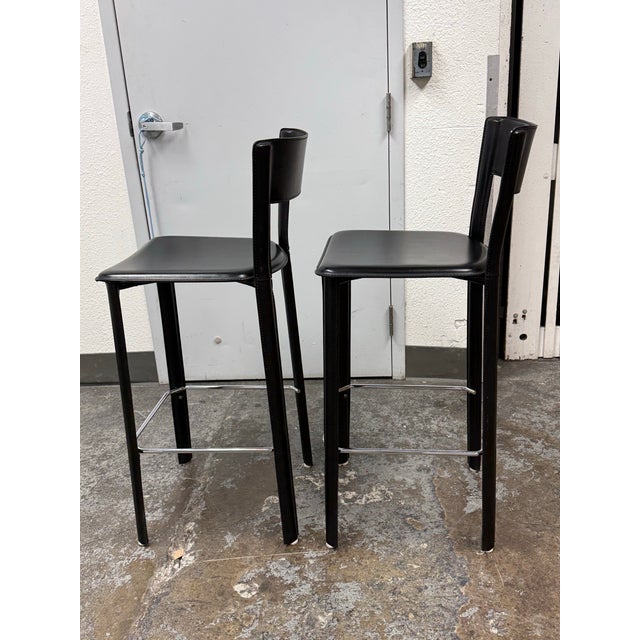 Design Within Reach Frag for Design Within Reach Vintage Italian Leather Barstools, Pair For Sale - Image 4 of 12