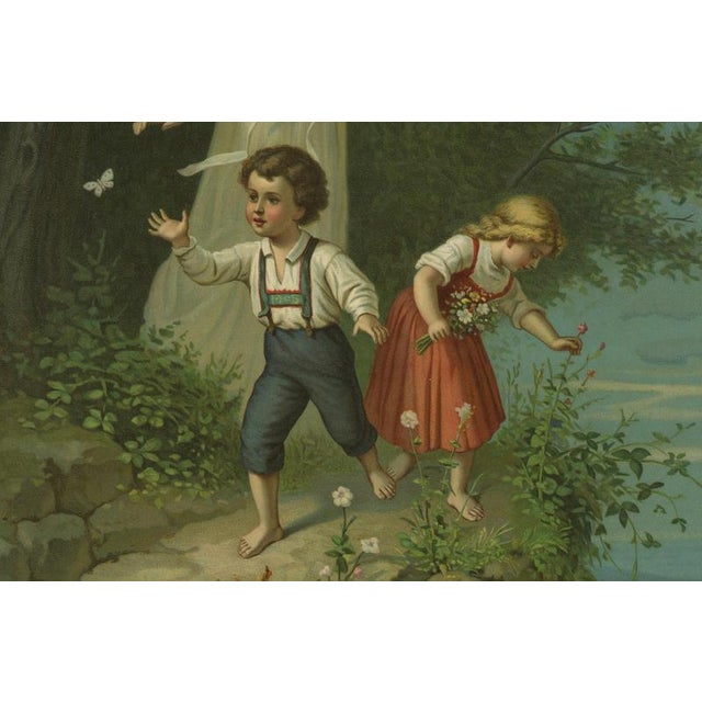 Guardian Angel Protecting Children, 1900, Chromolithograph For Sale - Image 4 of 10