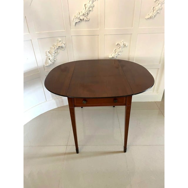 Brown Antique Inlaid Mahogany Pembroke Table, 1780s For Sale - Image 8 of 13
