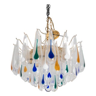 1960s Mid-Century Modern Murano Blown Glass Chandelier For Sale