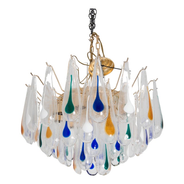 1960s Mid-Century Modern Murano Blown Glass Chandelier For Sale
