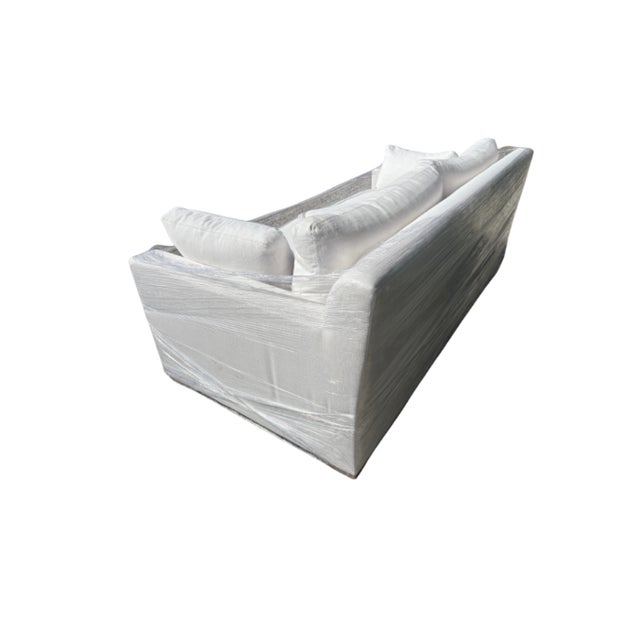 White Rh Belgian Track Arm Sofa – 7' Luxe Depth – Parà Italian Performance Basket Weave in White For Sale - Image 8 of 11