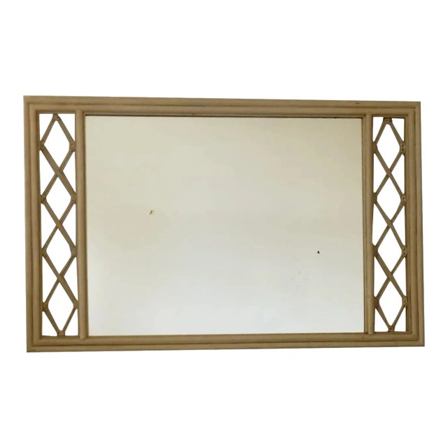 Vintage Ficks Reed Large Laquered Faux Bamboo Mirror For Sale