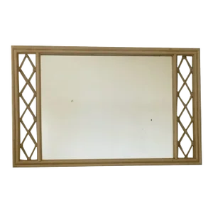 Vintage Ficks Reed Large Laquered Faux Bamboo Mirror