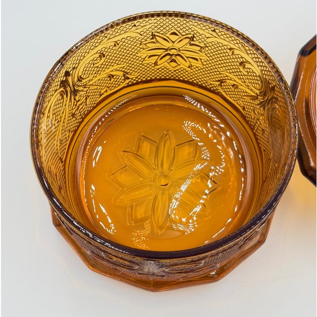 1960s 1960s Indiana Sandwich Glass Tiara Amber Canister & Lid For Sale - Image 5 of 10