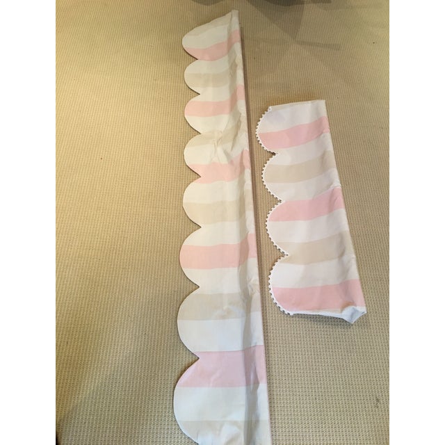 French Scalloped Moire Lee Jofa Fabric Valances Pale Pink, Beige and Creme For Sale - Image 3 of 7