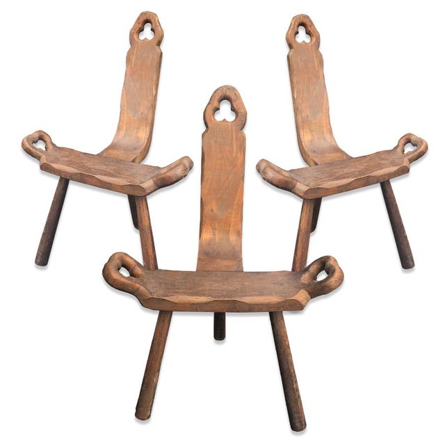 Antique Spanish Carved Wood Birthing Chairs Set of 3 Chairish