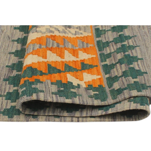 1990s Shabby Chic Kilim Orange Purple Wool Rug - 2'2" X 3'1" For Sale - Image 4 of 7