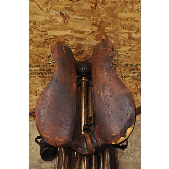 Antique McClellan Brown Leather 12 Inch Wwi Calvary Horse Saddle, Circa 1900 For Sale - Image 16 of 18