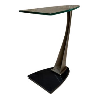Modern Accent Table Fcantilever Clear Tempered Glass Top For Sale