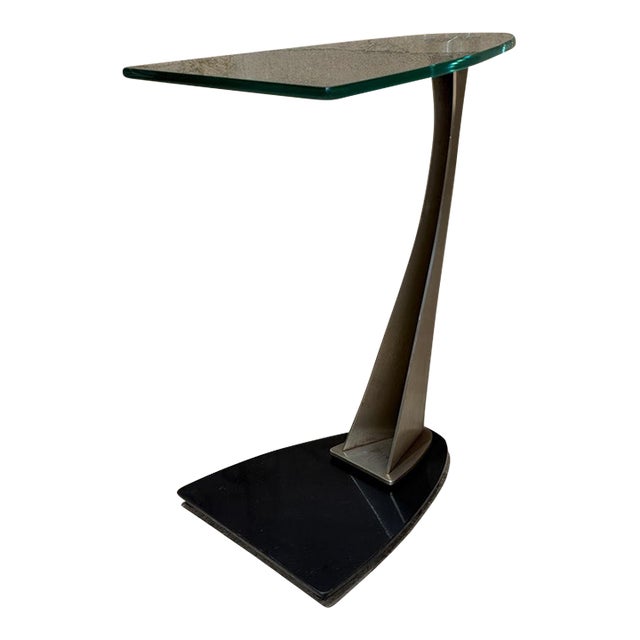 Modern Accent Table Fcantilever Clear Tempered Glass Top For Sale