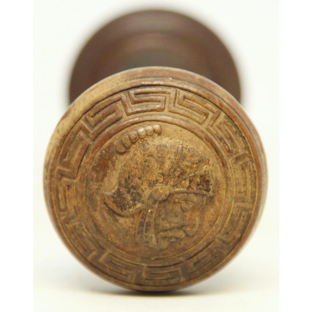 Pair of Antique 1880s Mallory Wheeler Warrior Wood Door Knobs For Sale - Image 6 of 7
