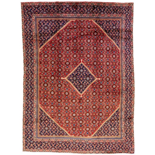 Textile 1960s Vintage Persian Tabriz Navy Blue Handmade All-Over Medallion Wool Rug For Sale - Image 7 of 7