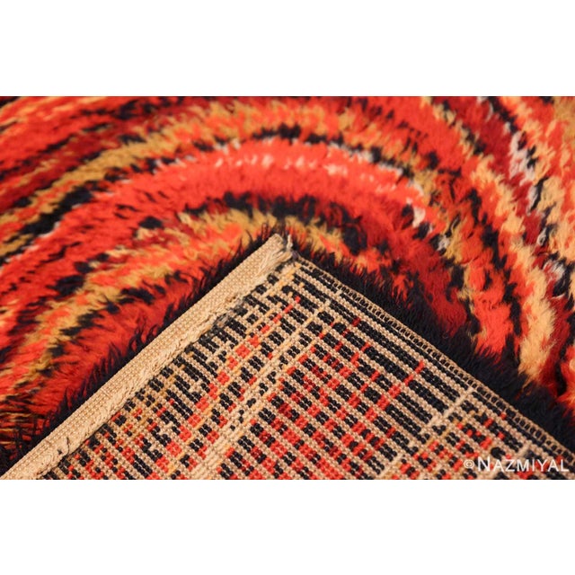 Nazmiyal Collection Red Vintage Swedish Rya Shag Deco Rug For Sale In New York - Image 6 of 6