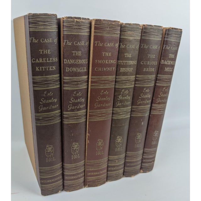 1946 Erle Stanley Gardner Brown & Gold Gilt Mystery Books, Set of 6 For Sale - Image 4 of 9