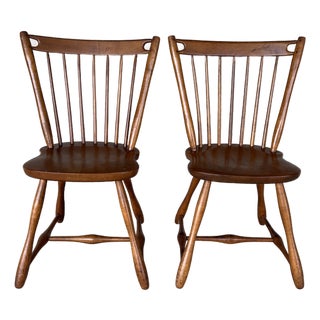 Sprague & Carleton Antique Birdcage Style Maple Side Chairs - A Pair For Sale