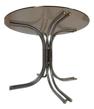 Round Dining Table in Chrome and Smoked Glass, 1970s