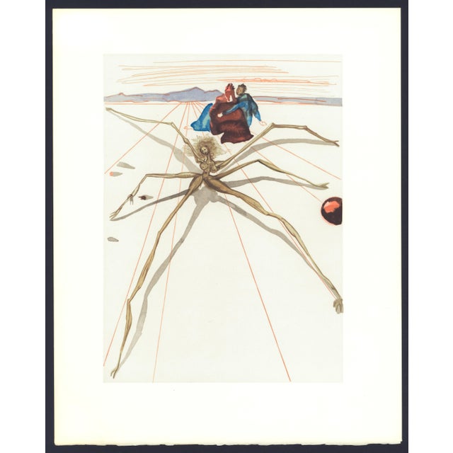 1963 Dalí Divine Comedy Engraving Purgatoire Chant 12 "Arachné" (Arachne) For Sale