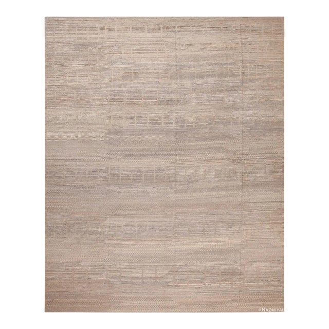 Nazmiyal Collection Taupe Contemporary Moroccan Area Rug For Sale