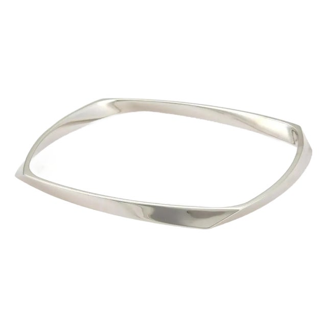 Tiffany & Co. Gehry Torque 18k White Gold Square Bangle Bracelet For Sale