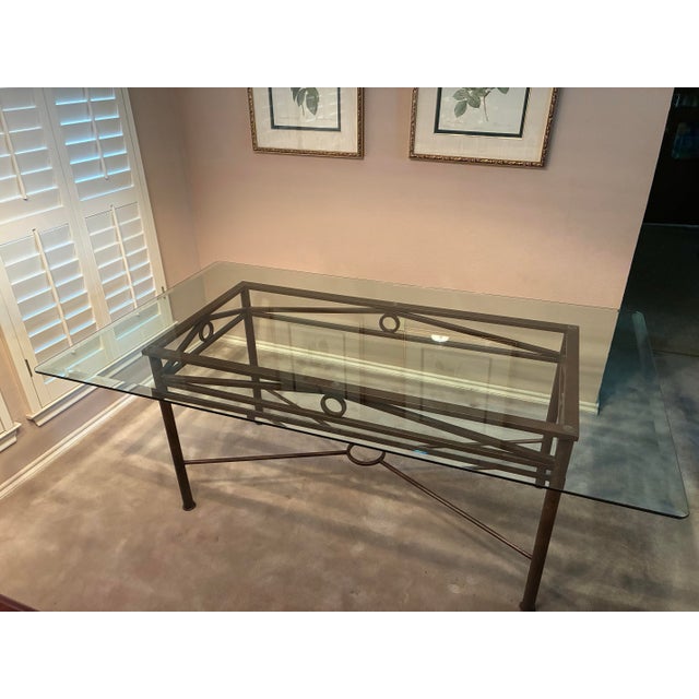 Contemporary 1980s Kessler Metal and Glass Dining Set of Table and Six Chairs - Set of 7 For Sale - Image 3 of 11