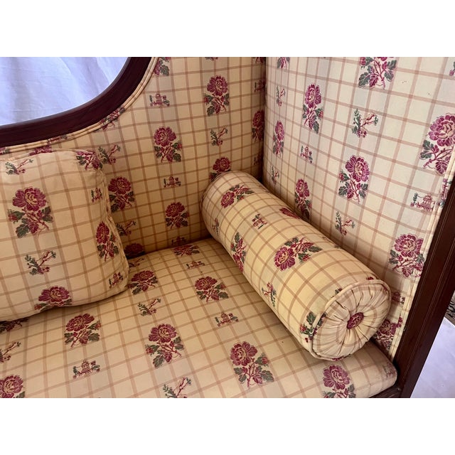 Yellow Vintage Sheraton Style Upholstered Settee For Sale - Image 8 of 11
