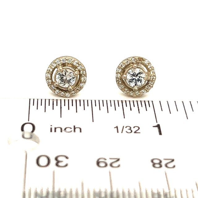 Natural Sapphire Diamond Stud Earrings 14k W Gold 0.83 TCW Certified For Sale - Image 9 of 13