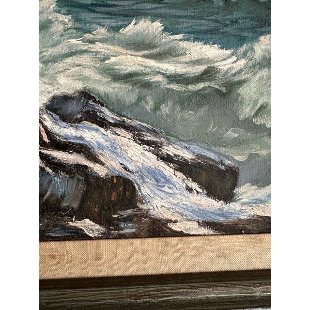 Vintage Original Oil Painting; Framed Seascape by Luella Bitterlie 1980s For Sale - Image 4 of 12