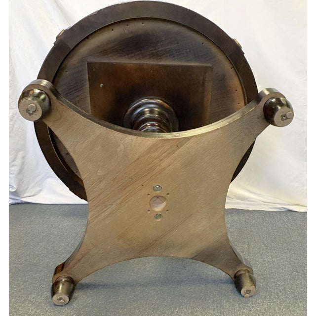 Vintage Neoclassical Style Round Pedestal Table With Brass Medallion Accents For Sale - Image 13 of 17