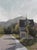 This Way to the Mountains by Mo Myra | Varnished Watercolor on paper depicting a house with mountains. For Sale