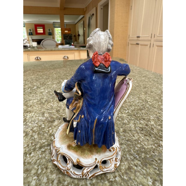 Ceramic Pair of 19th Century Porcelain Figures of a Boy and Girl Likely From the Nymphenburg Porcelain Factory Germany For Sale - Image 7 of 16