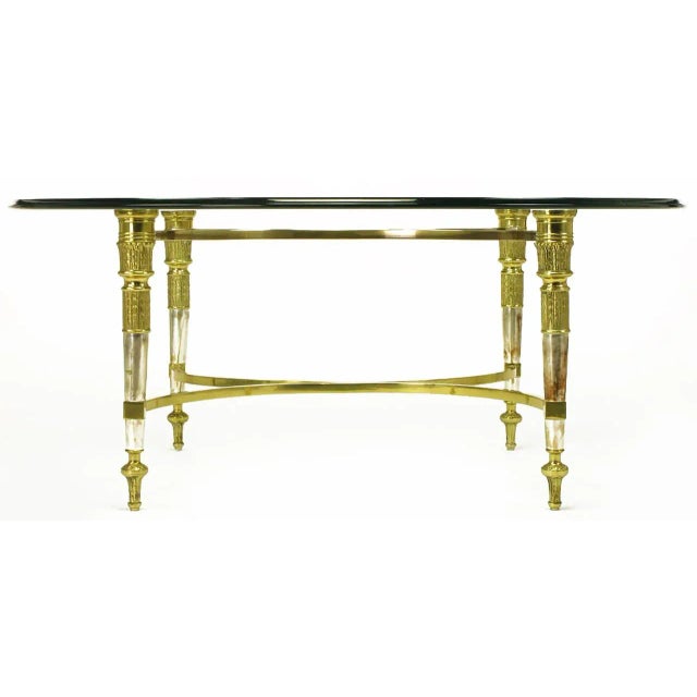 Traditional Brass and Aged Nickel Empire Style Coffee Table For Sale - Image 3 of 5