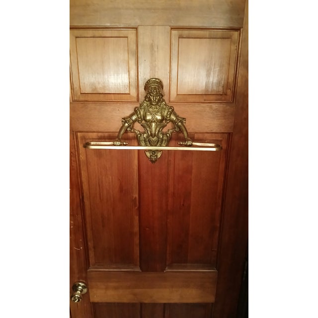 Victorian Brass Casting Figural Wall Mount Towel Bar For Sale - Image 12 of 14