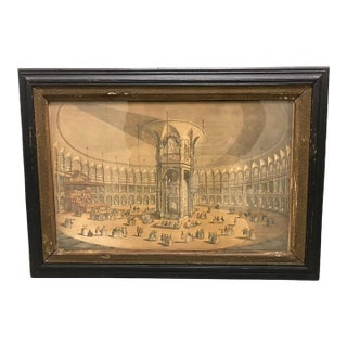 18th C Hand Colored Engraving of The Rotunda at Ranleagh Gardens After Canaletto For Sale
