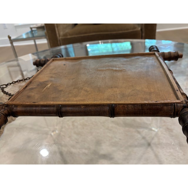 Antique French Faux Bamboo Wall Mirror, Petite Turned Wood Frame #3 of 3 Similar Mirrors Listed For Sale - Image 14 of 18