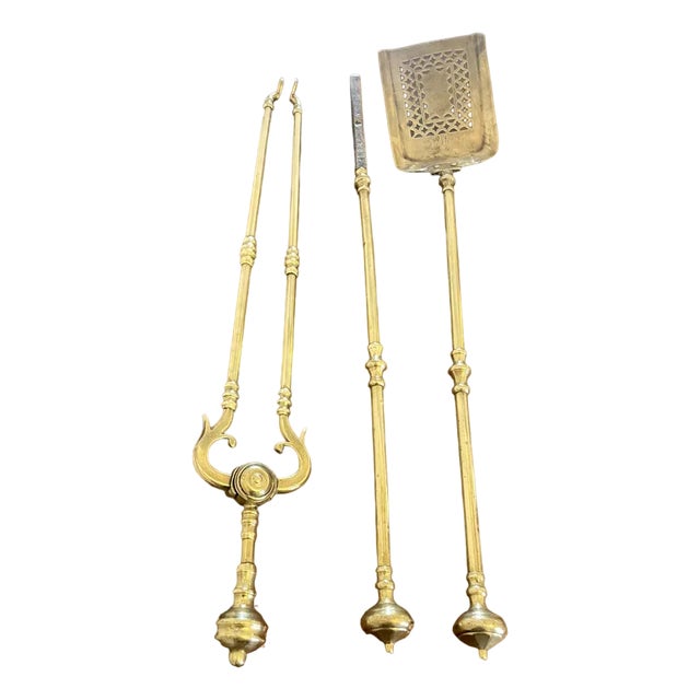 George III Brass Fire Irons, 1800, Set of 3 For Sale