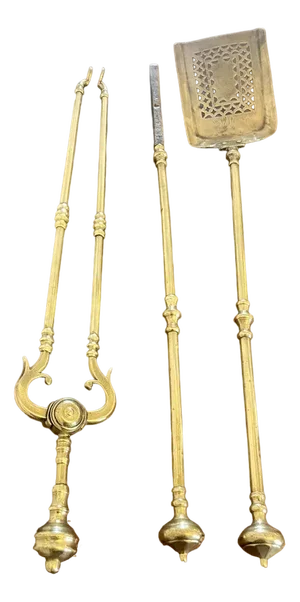 George III Brass Fire Irons, 1800, Set of 3