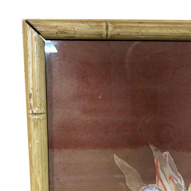 1970s 1970s Cereus Flower Fabric Art Painting Framed, Unisgned For Sale - Image 5 of 6