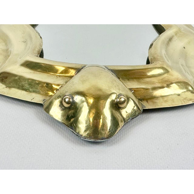 Antique Polished Wall Mirror in Brass, 19th Century For Sale - Image 4 of 12