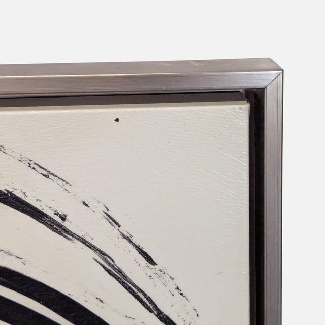 Contemporary Modern Minimalist Abstract Circle Painting With Frame For Sale - Image 3 of 5