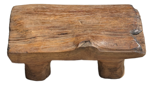 Small Stool in Wabi-Sabi Monoxylous Blond Teak, 1980s