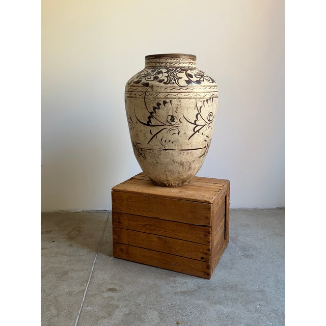 Chinese Antique Chinese Cizhou Style Pottery Jar, Ming Dynasty Period For Sale - Image 3 of 12