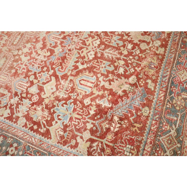 Persian Antique Zabihi Collection Persian Heriz Room Size Rug - 7'6" x 10'3" For Sale - Image 3 of 12