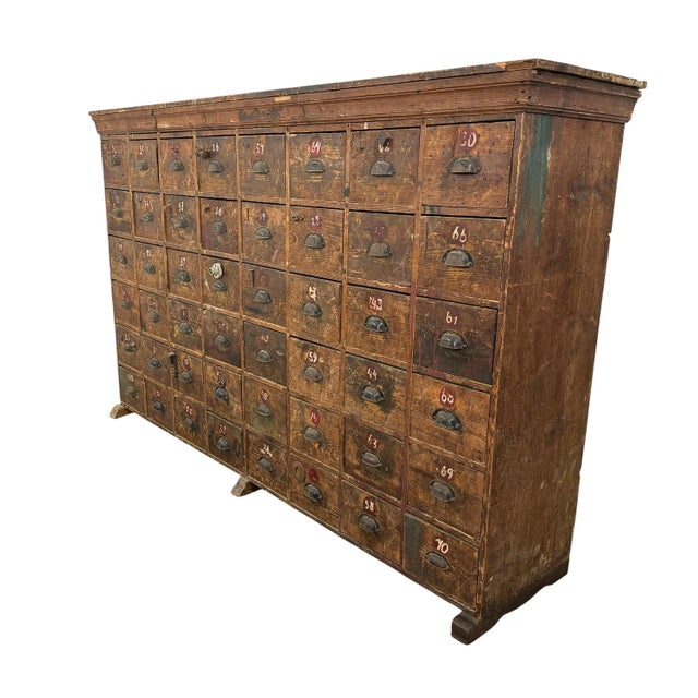 Large Antique Industrial Bank of Drawers with 48 Drawers, 1920s For Sale - Image 9 of 18