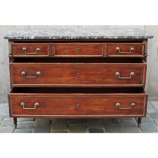 Mahogany Chest of Drawers with Marble Top, 18th Century For Sale - Image 5 of 9